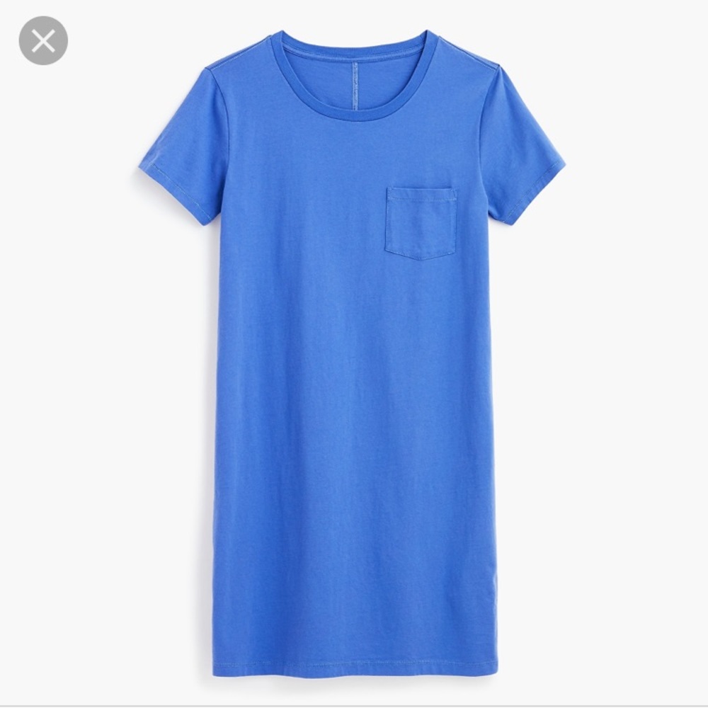 Blue Jcrew Garment-Dyed Pocket T-shirt Dress